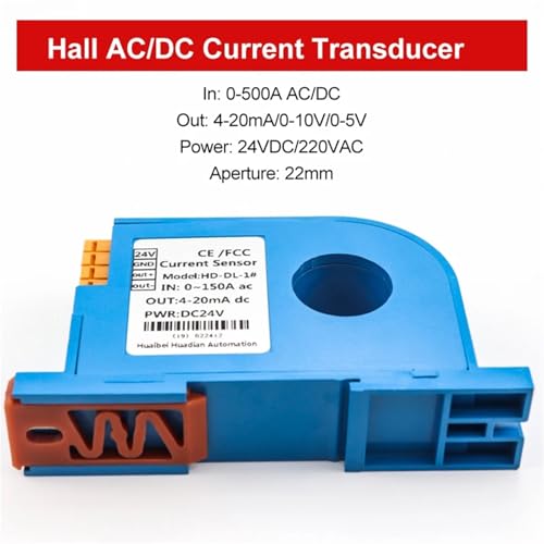 Sensor transductor de corriente AC/DC de 0-400A con salida analógica de 4-20mA para PLC 2