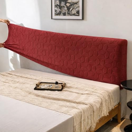 Image of HOMETHREADS Stretchable Lycra /Velvet Headboard Cover | Soft, Dust-Proof & Wrinkle-Resistant Bed Back Protector | Fits Leather, Wooden & Fabric Bedsides | for 7ft to 7.5ft Beds (Maroon, 205x65Cm)