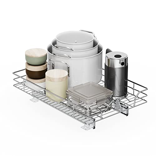 LOVMOR Pull Out Cabinet Organizer and Storage 12½" W x 21½" D, Slide Out Shelves for Kitchen Cabinets