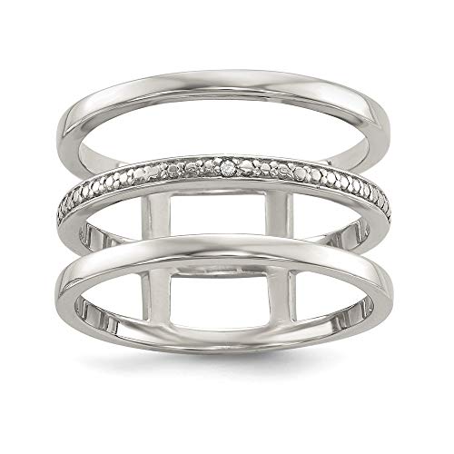 Fashion Ring Band 925 White Sterling Silver Women's Flat Diamond 0.005ct