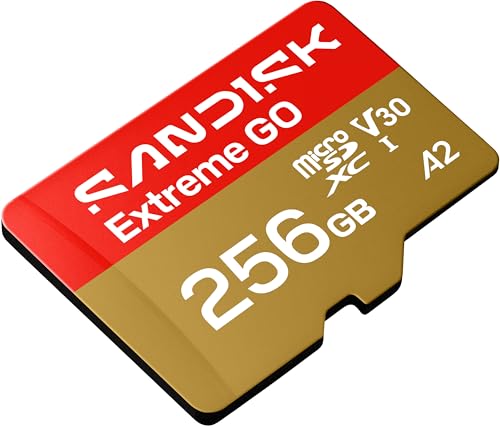 Image of SANDISK 256GB Extreme GO microSDXC UHS-I Card, 5K & 4K UHD Video, 240MB /s Read, 160MB /s Write, A2, U3, V30, High-Speed for Android, Action Camera & Gaming