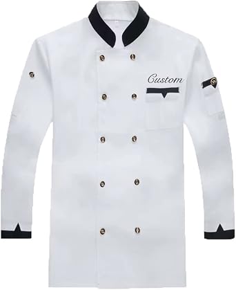 Personalized Chef Coat Long Sleeve Chef Shirt Custom Food Service Kitchen Uniform Chef Jacket for Men Women