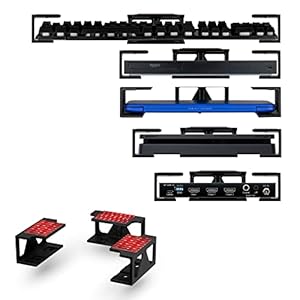BRAINWAVZ Under Desk Laptop Holder Mount with Adhesive & Screw in, Devices Upto 1.8″ Thick Like Laptops, Macbooks, Surface, Keyboard, Routers, Modems, Cable Box, Network Switch & More (Black)