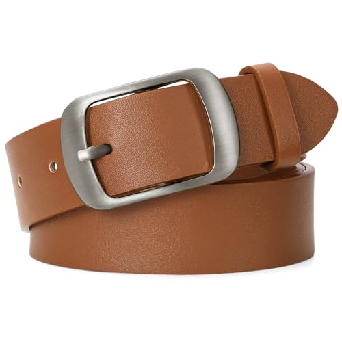 La Mejor Recopilación de Pantalones de Moda para Dama los mejores 5. 43 SUOSDEY Cinturón Mujer Marrón Para Jeans, Vestidos y Pantalones, Cinturón De Cuero Para Damas Con Hebilla Elegante, 3.3cm