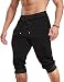 Produktbild COOFANDY Herren Hose 3/4 Jogginghose Sporthose Traininghose Herren Shorts Freizeit Shorts Elastisch Atmungsaktiv Hose, Schwarz, M
