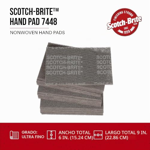 Scotch-Brite 7448 almohadilla ultra fina de carburo de silicio para satinado sin rayas 6x9 2