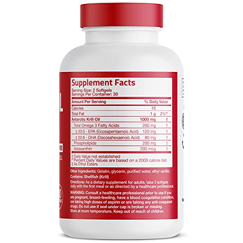 Bronson Antarctic Krill Oil 1000 Mg With Omega-3S Epa, Dha, Astaxanthin And Phospholipids 60 Softgels #TOP1