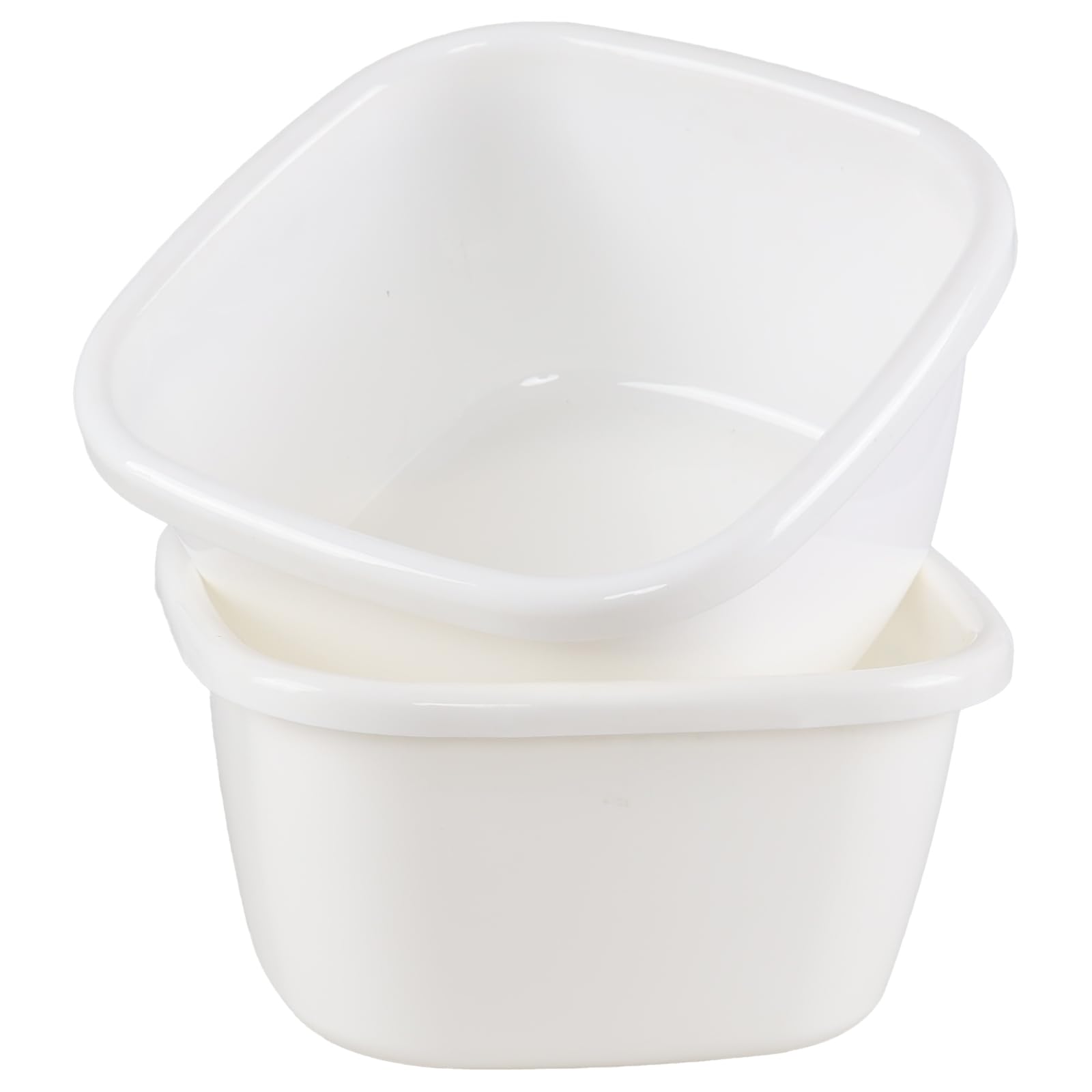 Wekioger 18 Quart Large Deep Wash Basin, 2 Packs Square Dishpan Tub, White