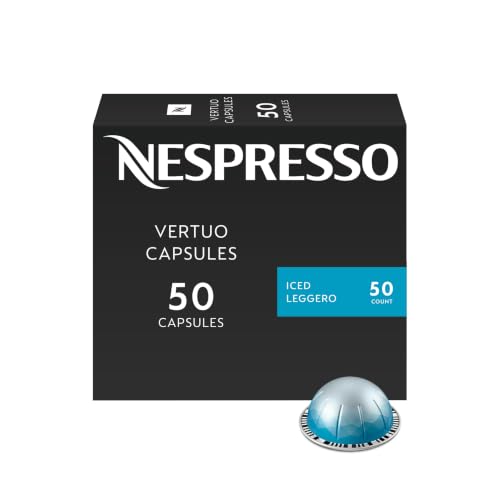 Nespresso Capsules Vertuo, Ice Leggero, 50-Count Double Espresso Coffee Pods, Brews 2.7 oz.