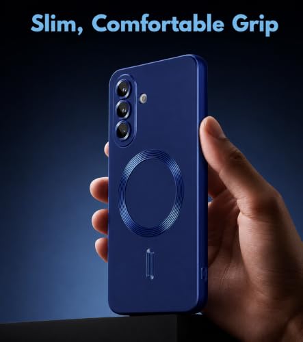 Image of DIZORO Compatible with Samsung A57 Case, Compatible with Mag Safe, Matte Luxury Metallic Luster Flexible TPU Wireless Charging Shockproof Case with Camera Protector - Blue