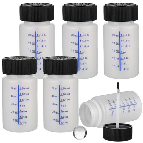 6 PCS Empty Touch up Paint Bottles 2 Oz Refillable Paints Container with Brush Applicator for Car Scratches Repair Portable Touch up Paints Bottles for Vehicle Paint Repair Home Surface Fix