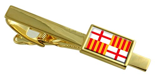 Clip de corbata de oro de Barcelona personalizado pasador grabado bandera España