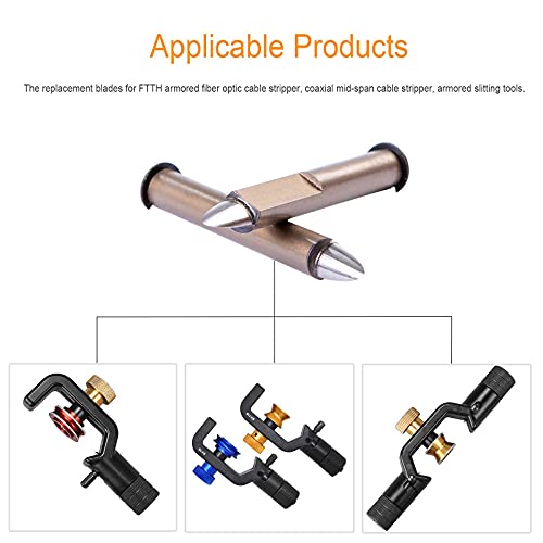 Image of Armored Cable Stripper Replacement Blade Precision Steel Blade that can Cut Hard Materials without Damaging Internal Fibers for FTTH Armored Fiber Optic Cable Stripper Armored Slitting Tools(2Pcs)