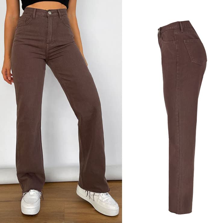 Ladies High Waist Straight Loose Jeans Spring Autumn Vintage Long Jeans3