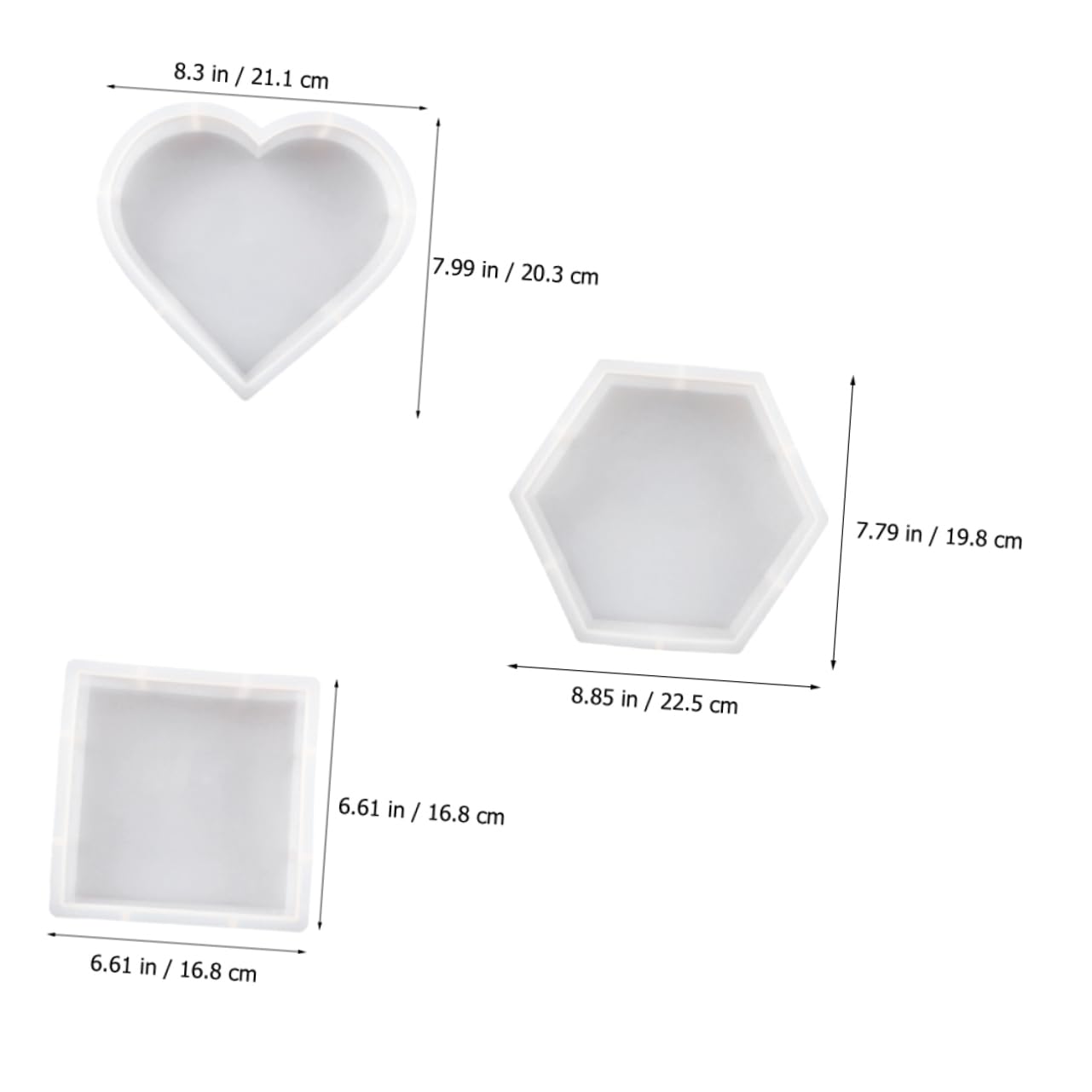 3pezzi Stampo in Silicone Per Resina Epossidica Stampi Fai Da Te Per Decorazioni Stampi in Silicone Per Casa Forma Di Cuore e Quadrato Utensili Fai Da Te Accessori