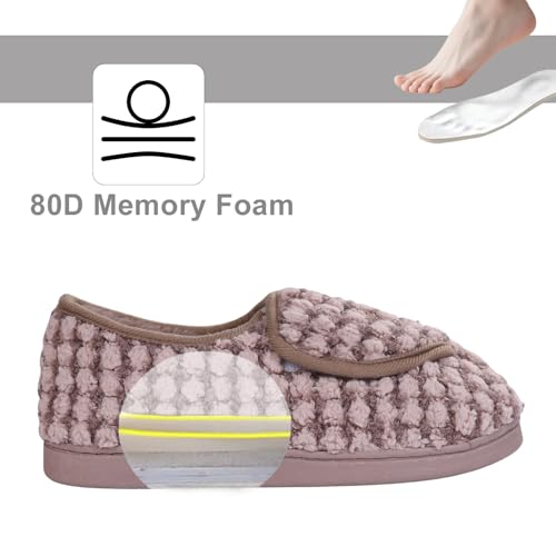Image of Git-up Women Soft wide Slippers Memory Foam Closed Toed Diabetic Arthritis Edema House Slippers