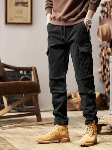 Image of LookMark Men's Cargo Pants Stylish and Comfortable | Men's Cargo Pants with Multiple Pockets | Ideal for Casual Wear, Outdoor Activities, and Everyday Use