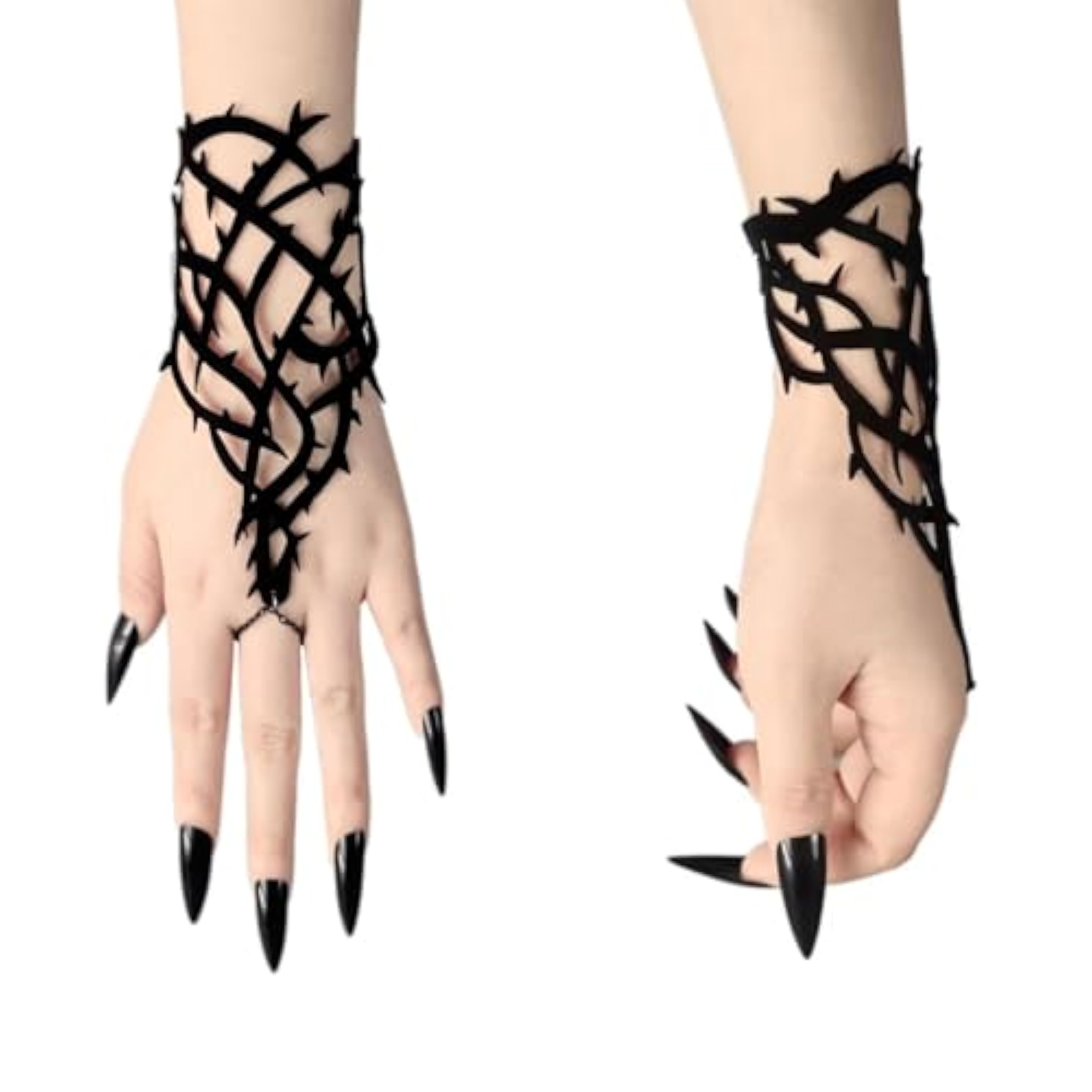 FloralGrace Pulsera de Anillo Gótico Oscuro de Halloween para Mujeres Fácil de Llevar Adecuada para Bailes de Máscaras o Cosplay, Traje Femenino de Femboy Rave, Atuendo Femenino Moulin Rouge EMO