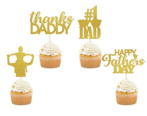 Image of 20 Pieces Happy Fathers Day Cupcake Toppers Thanks Daddy Cake Picks for Father's Day