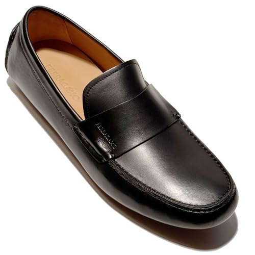 GIULITO Men's Strap Loafers Black Leather Drivers Dress Moccasin Slip-on (Salvatore