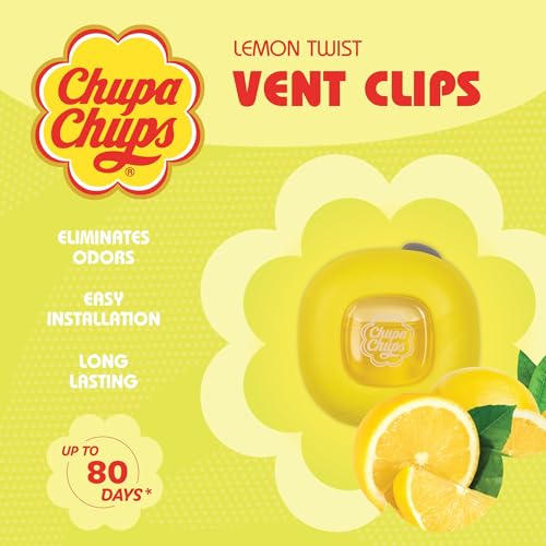 Image of BDK Chupa Chups Car Air Freshener, Lemon Twist - Long Lasting Car Fresheners with Fun Scents, Colorful and Vibrant Air Freshener for Car, Unique Car Freshner Perfume Deodorizer Refresher Fragrance