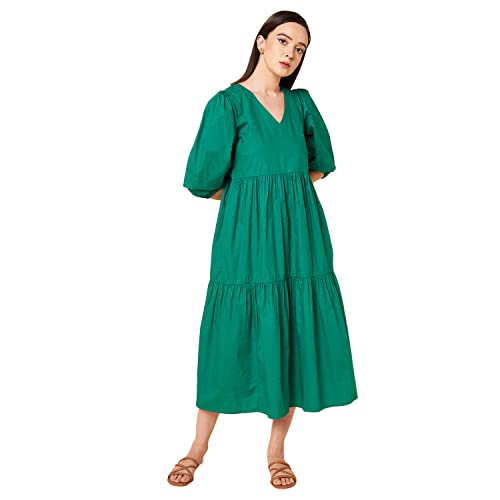 HIGH STAR Women's Cotton Pleated Maxi Casual Dress