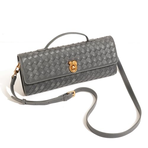 Image of Woven Clutch Purses for Women, Leather Evening Clutch, Handmade Woven Shoulder Bag Crossbody Bag
