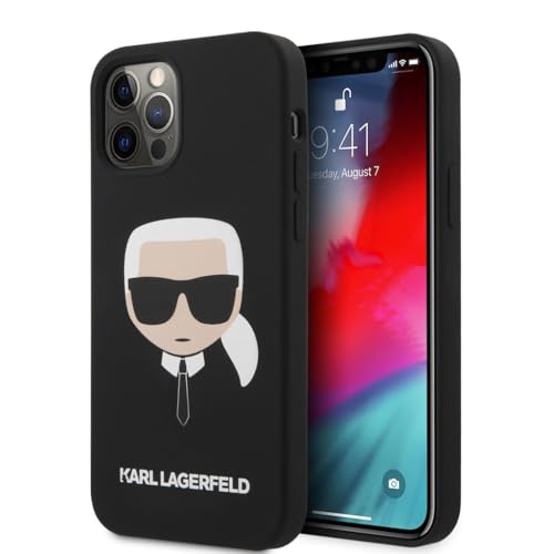 Karl Lagerfeld KLHCP12LSLKHBK Karl's Head - Carcasa de Silicona para iPhone 12 Pro MAX de 6,7 Pulgadas, Color Negro
