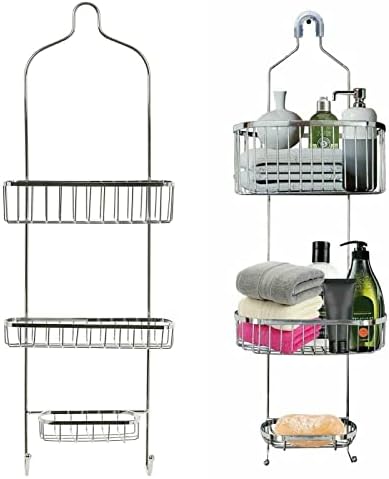 Shower Caddy Triple Organisr With Hanging Hook Shelf Basket Storage Bathroom Bath