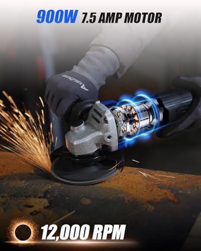 AVID POWER Angle Grinder, Electric Grinder, 7.5 Amp, 4-1/2 Inch, Power Tools with Grinding Wheels, Cutting Wheels, Folding Disc and Auxiliary Handle for Cutting, Grinding,
