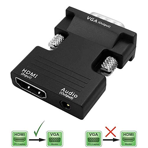 ANMAIKER HDMI to VGA Adapter, HDMI Female (Input) to VGA Male (Output) Converter, with 3.5mm Stereo Audio,Audio HD Cable,1080P Stereo Audio, Portable Size-Plug and Play