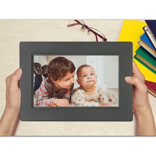 Image of SSINI Digital Picture Frame 7 Inch Electronic Photo Frame & 1024 x 600 High Resolution IPS Widescreen Display - Calendar /Clock Function, MP3 / Photo /Video Player with Remote Control