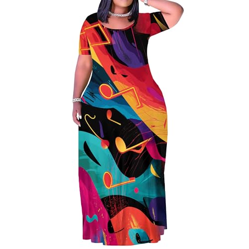 Image of SUZONANA Plus Size Dresses for Women Summer Casual Maxi Dress Short Sleeve Loose Vacation Dress