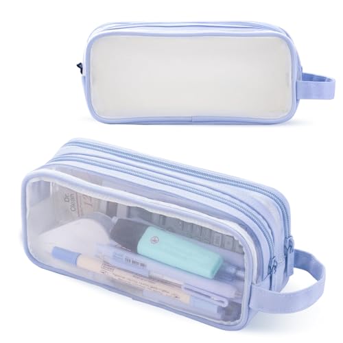 Image of iSuperb Large Capacity Pencil Case Grid Mesh Pencil Pouch Handheld Pen Bag for Teen Boys Girls School Students College