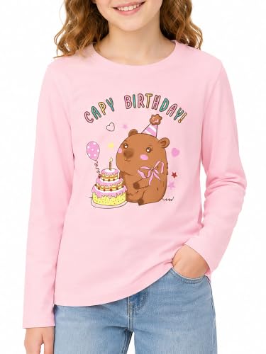 Image of Girls Long Sleeve T-Shirt Cute Versatile Basic Casual Top Size 6-18 | Soft Stretchy Tee for All Day Comfort, Versatile Layering Top for Cold Days, Cute Casual Style for Girls, Durable Easy Care