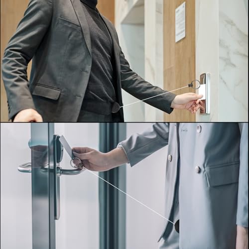 LLOUSSAK Chaveiro retrátil com fio de aço de 58 cm, chaveiro retrátil resistente, chaveiro retrátil