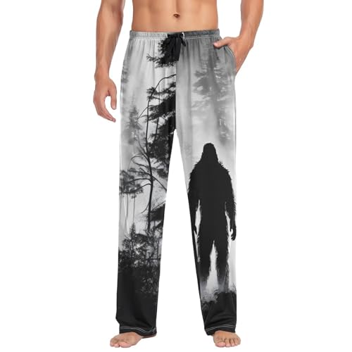 AIXIWAWA Mysterious Sasquatch Men's Pajama Pants Cozy Sleepwear Mens Lounge PJ Bottoms Pockets Drawstring S3