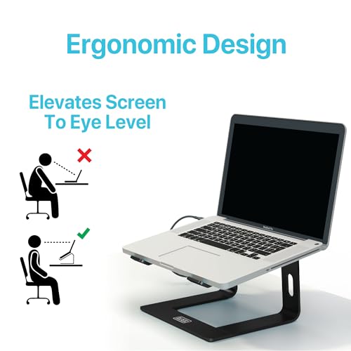 BLACK+DECKER Laptop Stand for Desk - Ergonomic Laptop Stand for Desk - Laptop Riser Compatible with MacBook Notebook Computer - Laptop Holder Computer Stand - Laptop Accessories by BLACK+DECKER - Image 3
