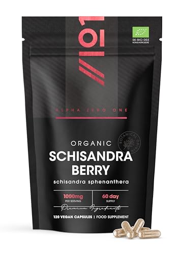 Organic Schisandra Berry 1000mg – High Strength Formula - 120 Vegan Capsules – Resealable and Recyclable Pouch by Alpha01