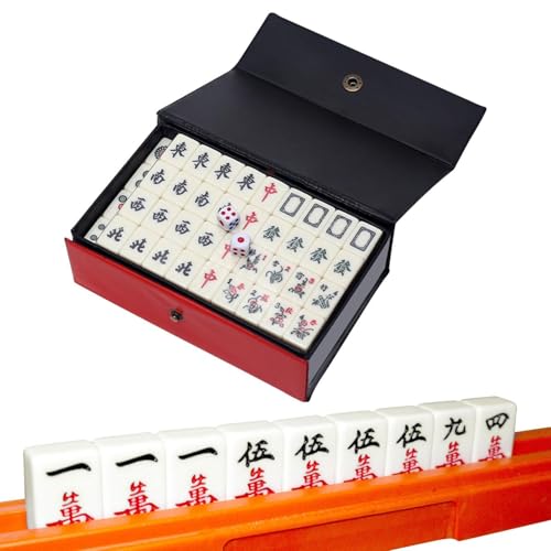 Mahjong Chino Juego de 144 Mah Jong Tile Set para Juegos de Fiesta Tradicional Easy Carry Toys Set para Juego Chino Mahjong Game