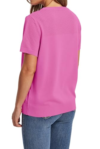 Image of WIHOLL Short Sleeve Sweater for Women Trendy Summer Tops 2026 Early Spring Fashion Business Casual Outfits