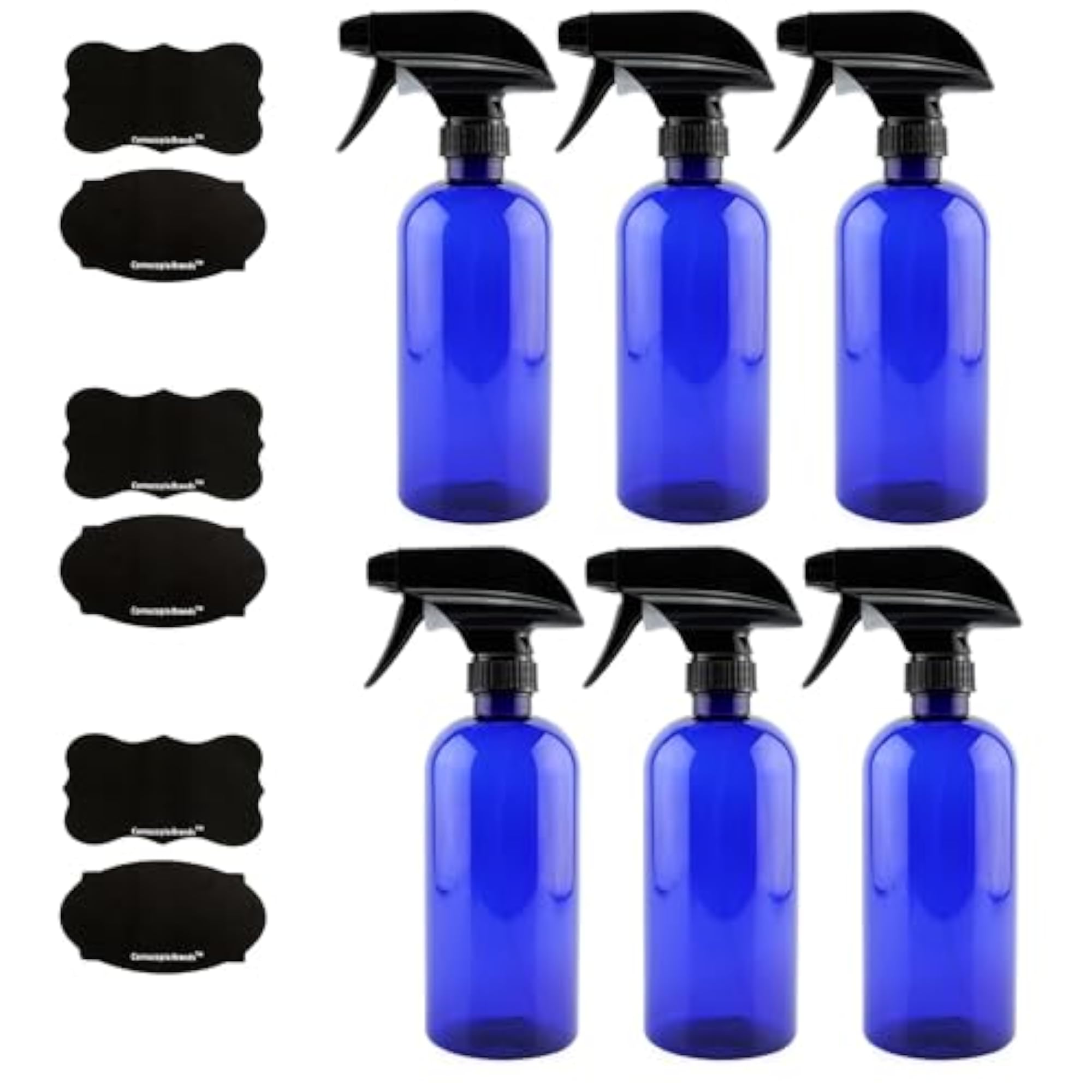 16oz Cobalt Blue Plastic Spray Bottles with Heavy Duty Mist Sprayers