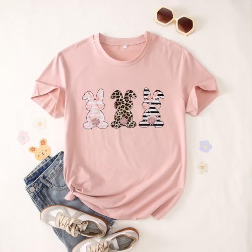 Image of CM C&M WODRO Family Matching Easter Outfits Women Toddler Kid Girl Easter Shirt Mommy and Me Bunny T-Shirt Short Sleeve Top
