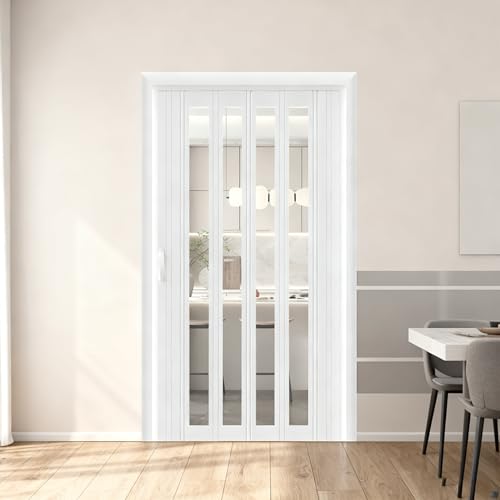 Pounjsd Porte Accordéon Interieur Porte Pliante Style Accordéon, Porte coulissante en accordéon en PVC et acrylique, Portes Pliantes Intérieures en...