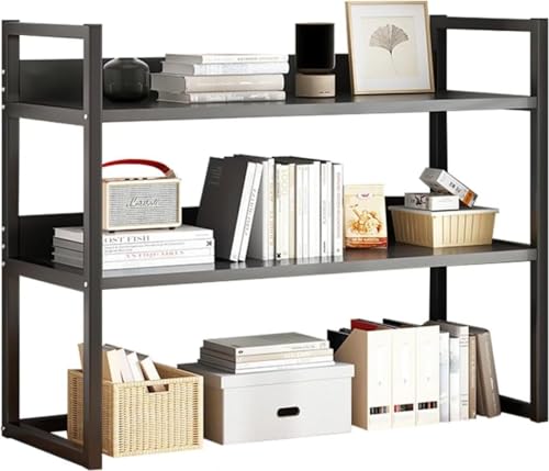 Sdvieuk デスク上収納ラック卓上収納デスク 収納デスク上置棚 卓上ラック 多機能収納ラック ?公收?棚 小物収納 学校 文房具 書架 机上本棚 電子レンジ棚 文具用品収納 小物整理 省スペース 組み立て簡単 (80*24*60CM,ブラック+ブラック