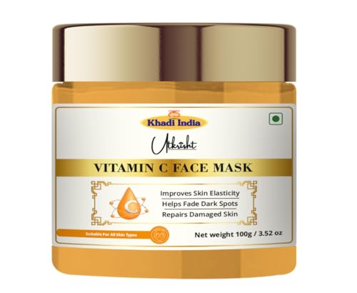 Image of Utkristh Khadi Vitamin C Face Mask 100 gm | Pure & Ayurvedic | For Pigmentation & Dark Spots | Brightens & Even Out Skin Tone for Glowing Skin | All Skin Types | Face Mask for Men & Women