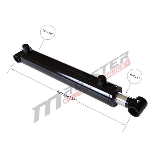 Image of Magister Hydraulic Cylinder 2.5 inch Bore x 26 inch Stroke, Welded Hydraulic Ram with Cross Tube Ends, Double Acting Hydraulic Piston 3500 PSI (WCT 2.5x26)