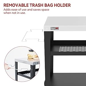 Royal Gourmet PC3404S Rolling Dining Table with Trash Bag Holder, Outdoor Garden Patio BBQ Kitchen Food Prep Table Cart, 34"L x 20"W Stainless Steel Tabletop, Silver & Black Royal Gourmet PC3404S Rolling Dining Table with Trash Bag Holder Outdoor Garden Patio BBQ Kitchen Food Prep Table Cart 34L x 20W Stainless Steel Tabletop Silver Black