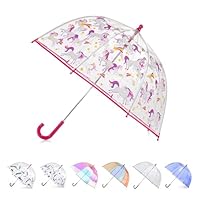 Totes Kids Clear Bubble Umbrella with Easy Grip Handle, Pink Unicorn, One Size, Kids Clear Bubble Umbrella with Easy Grip Handle for Boys and Girls
