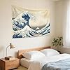 YONGFOTO Arazzo da Parete Giapponese Monte Fuji 36 Viste Camera Tappezzerie La grande onda di Kanagawa Montagna Muraria Japones Poster Pittura Tradizionale Hokusai 100x70cm #1